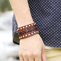 Wide Rivet Braided Leather Bracelet - Oh Yours Fashion - 3