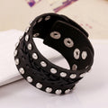 Wide Rivet Braided Leather Bracelet - Oh Yours Fashion - 2