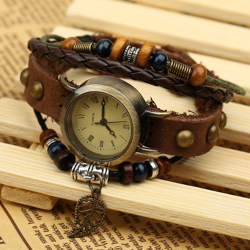 Hollow Out Leaf Rivet Strap Watch - Oh Yours Fashion - 3