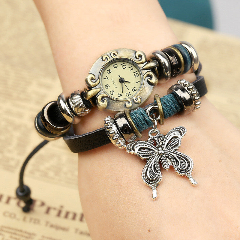 Sweet Butterfly Leather Bracelet Watch - Oh Yours Fashion - 3