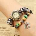 Retro Beaded Leather Bracelet Watch - Oh Yours Fashion - 1
