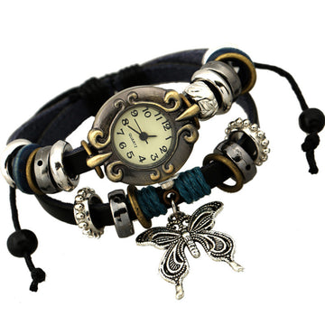 Sweet Butterfly Leather Bracelet Watch - Oh Yours Fashion - 1