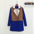 Lamb Wool Turn-down Collar Double Button Patchwork Mid-length Coat - Oh Yours Fashion - 7