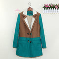 Lamb Wool Turn-down Collar Double Button Patchwork Mid-length Coat - Oh Yours Fashion - 6