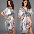 Sexy V Neck Floral Print Draw String Beach Dress - Oh Yours Fashion - 3