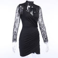 Lace Splice Little Black Dress