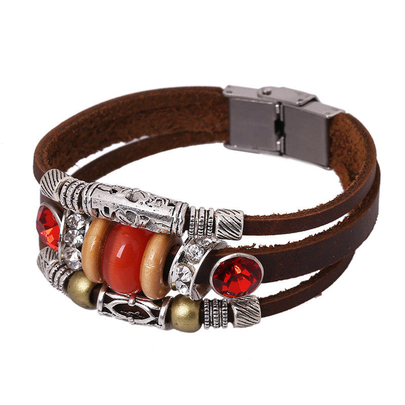 Unique Beaded Multilayer Leather Bracelet - Oh Yours Fashion - 1