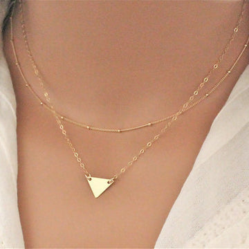 Fashion Simple Triangle Sequins Multilayer Short Necklace - Oh Yours Fashion