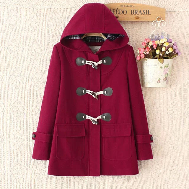 Horn Button Long Sleeves Hooded Thick Fashion Coat - Oh Yours Fashion - 1