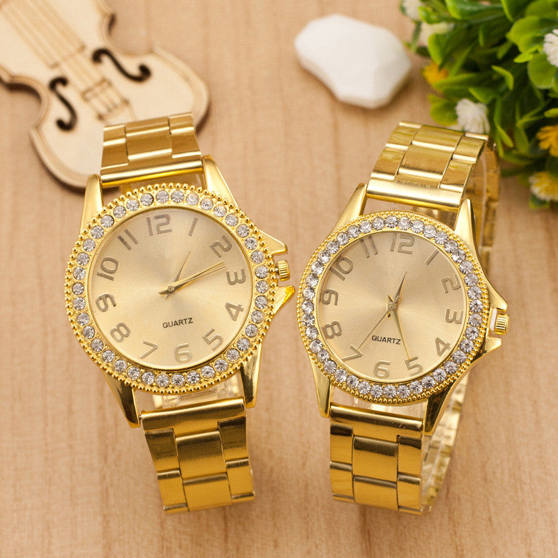 Golden Crystal Alloy Strap Watch - Oh Yours Fashion - 2