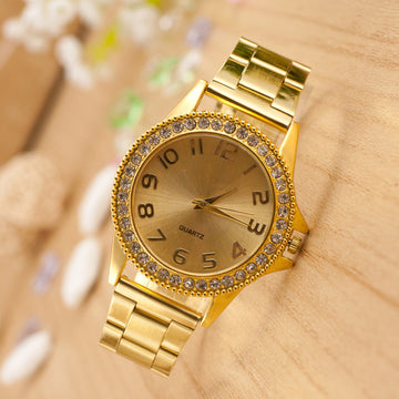 Golden Crystal Alloy Strap Watch - Oh Yours Fashion - 1