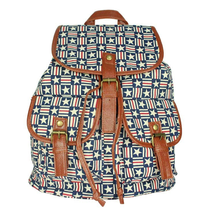 National Style Shoulder Canvas Students Backpack Bag - Oh Yours Fashion - 2