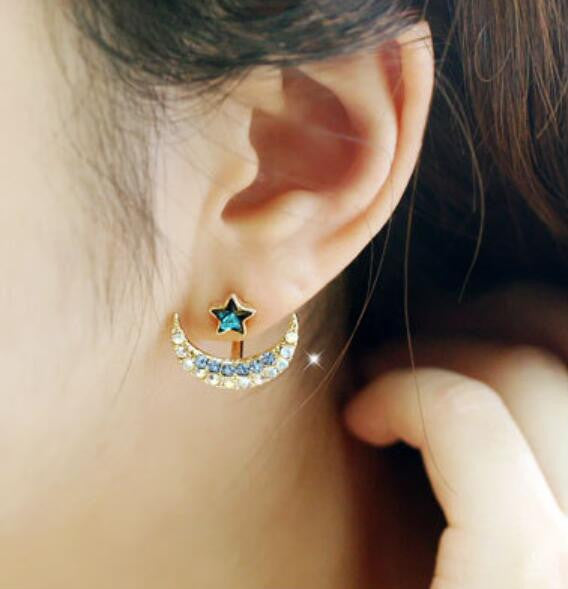 Color Crystal Moon Star Earrings - Oh Yours Fashion - 2
