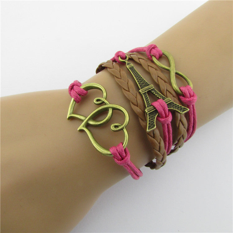 Eiffel Tower Heart Multilayer Woven Bracelet - Oh Yours Fashion - 1