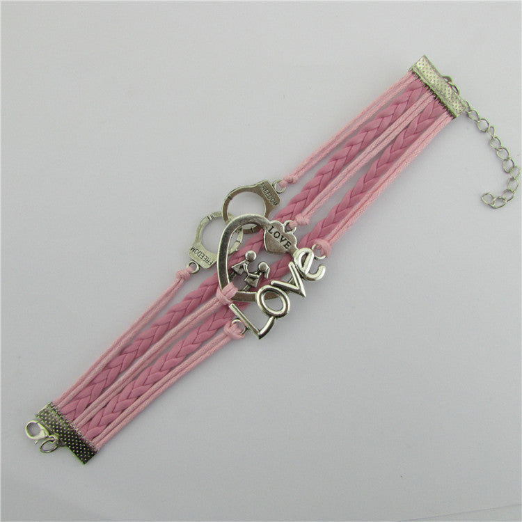 Love Heart Multielement Weaving Handcuffs Bracelet - Oh Yours Fashion - 3