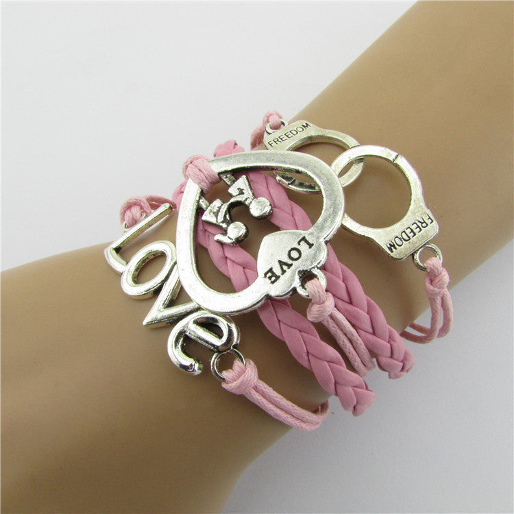 Love Heart Multielement Weaving Handcuffs Bracelet - Oh Yours Fashion - 1