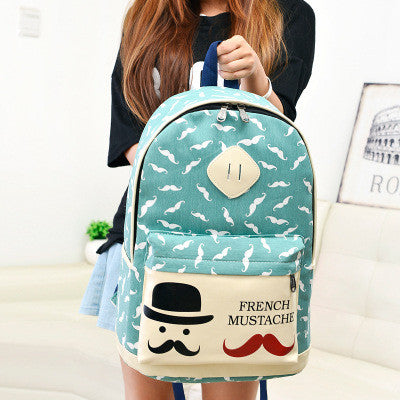 Mustache Print Fashion Backpack School Bag - Oh Yours Fashion - 3