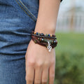 Alloy Note Star Beaded Leather Bracelet - Oh Yours Fashion - 3