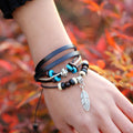 Feather Beaded Multilayer Bracelet - Oh Yours Fashion - 1