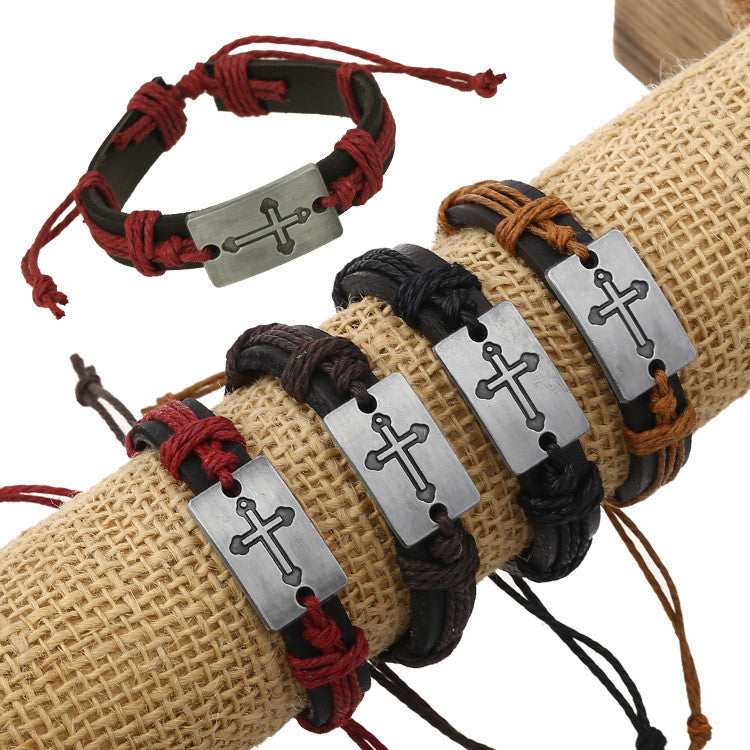 Fashion Hemp Rope Woven Leather Bracelet Set - Oh Yours Fashion