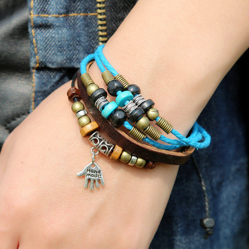 Hand Pendant Multilayer Leather Bracelet - Oh Yours Fashion - 3