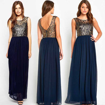 Plus Size Embroidered Sleeveless Chiffon Backless Long Party Dress - Oh Yours Fashion - 1