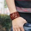 Retro Wide Woven Leather Bracelet - Oh Yours Fashion - 4
