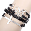 Alloy Anchor Rudder Leather Friendship Love Couple Charm Bracelet