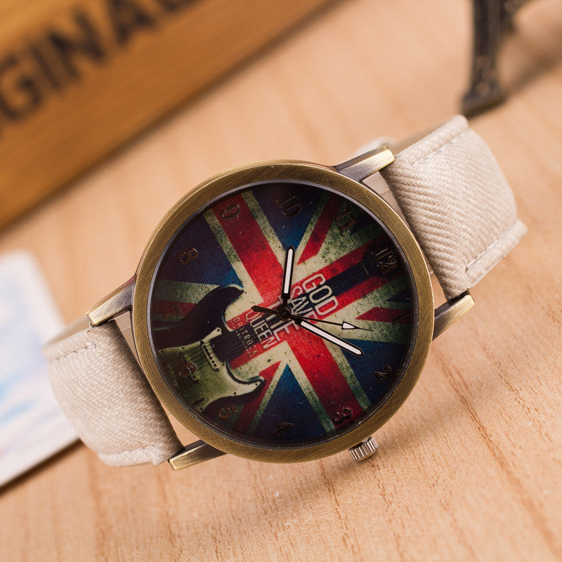 Denim Retro God Save Queen Watch - Oh Yours Fashion - 1