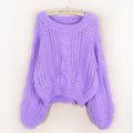 Cable Knit High-waist Loose Short Pullover Sweater - Oh Yours Fashion - 4