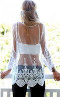 Lace Transparent Long Sleeves Beach Bikini Cover Up Dress - Oh Yours Fashion - 5