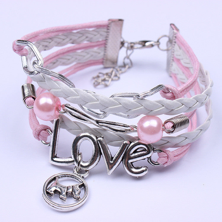 Cute Puppy Pearl Love Woven Bracelet - Oh Yours Fashion - 1