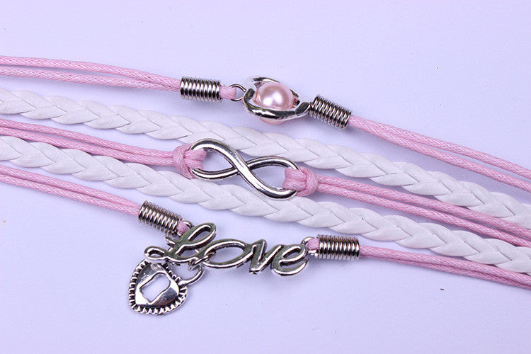 Peach Heart Lock Love Pink Woven Bracelet - Oh Yours Fashion - 1