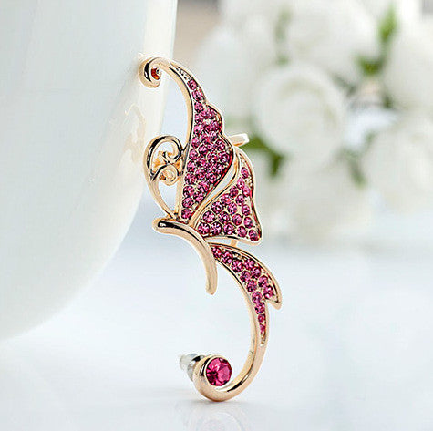 Beautiful Crystal Butterfly Single Ear Clip - Oh Yours Fashion - 3