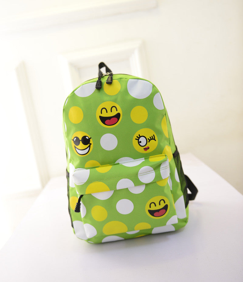 Leisure Smiling Face Emoji Print Female Canvas Backpack Bag - Oh Yours Fashion - 5