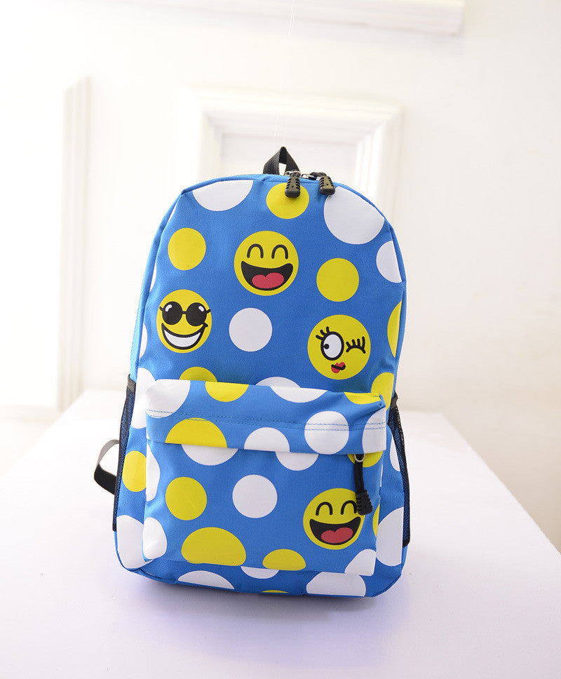 Leisure Smiling Face Emoji Print Female Canvas Backpack Bag - Oh Yours Fashion - 4