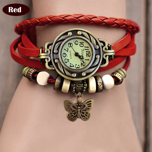 Butterfly Wrap Leather Bracelet Wrist Watch - OhYoursFashion - 8