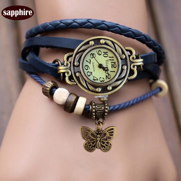 Butterfly Wrap Leather Bracelet Wrist Watch - OhYoursFashion - 10