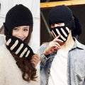 Buttons Unisex Crochet Knit Black Ski Beanie Wool Roman Knight Hat Mask Cap - Oh Yours Fashion - 2