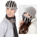 Buttons Unisex Crochet Knit Black Ski Beanie Wool Roman Knight Hat Mask Cap - Oh Yours Fashion - 4