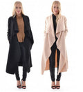 Lapel Solid Asymmetric Loose Long Coat - Oh Yours Fashion - 2