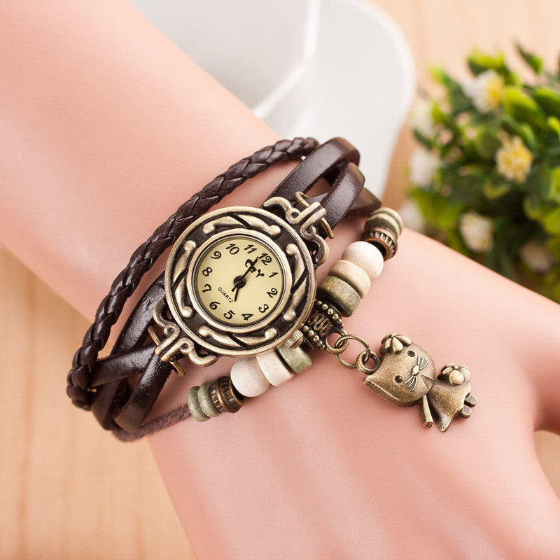 Retro Kitty Multilayer Woven Watch - Oh Yours Fashion - 3