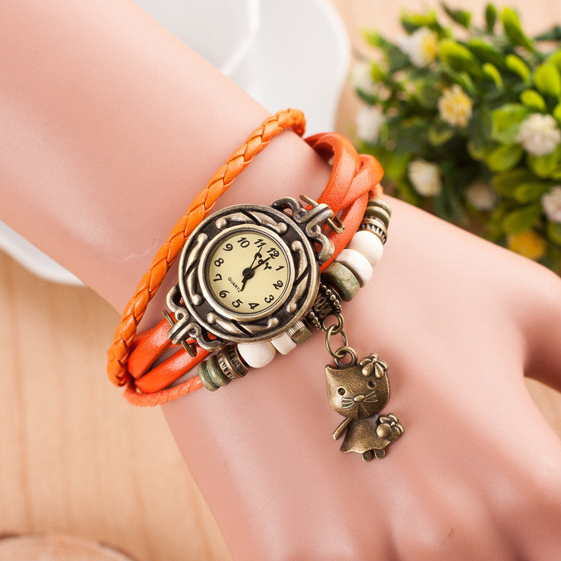 Retro Kitty Multilayer Woven Watch - Oh Yours Fashion - 4