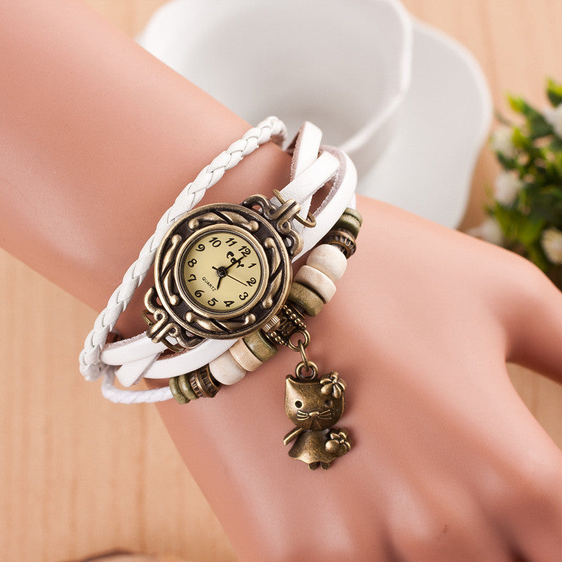 Retro Kitty Multilayer Woven Watch - Oh Yours Fashion - 6