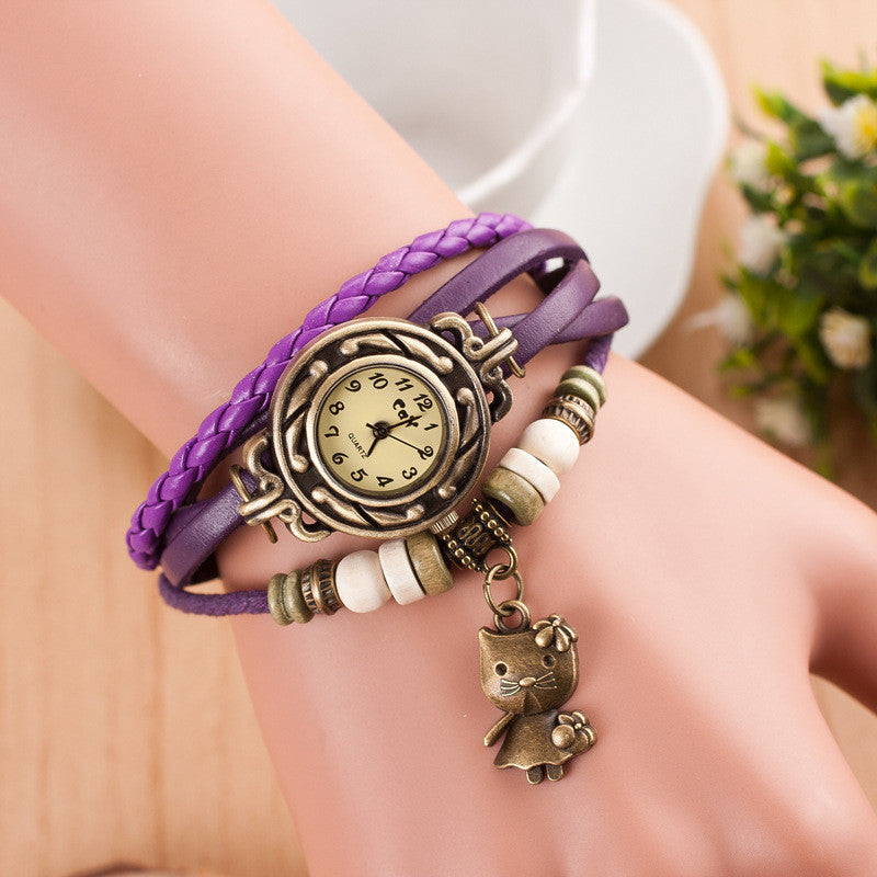Retro Kitty Multilayer Woven Watch - Oh Yours Fashion - 8