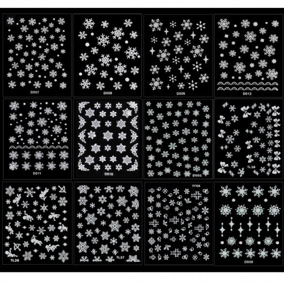 Christmas Snowflakes Design 3D Nail Art Stickers Decals 12 Sheet - Oh Yours Fashion - 3
