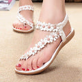 Women Bohemia Flower Beads Flip-flop Shoes Flat Sandals - OhYoursFashion - 2