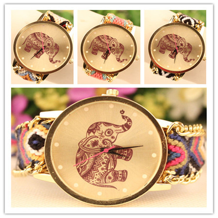 Wool Knitting Strap Elephant Print Watch - Oh Yours Fashion - 5