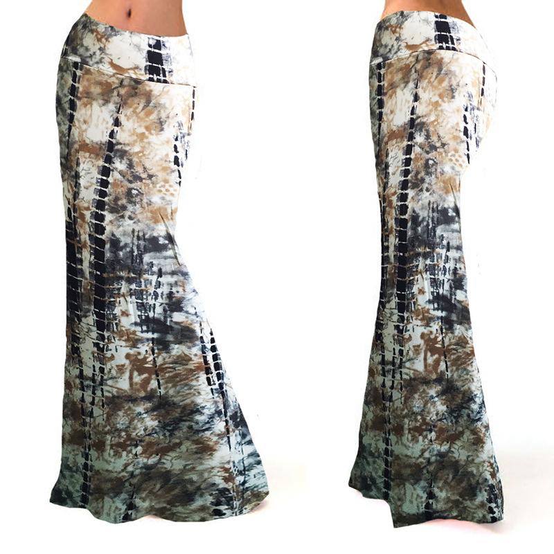 Print High Waist Bodycon Long Skirt