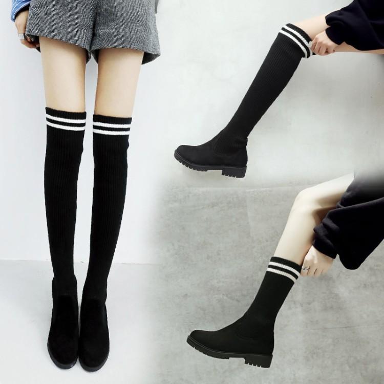 Elastic Over Knee Knitted Stockings Fashion Boots